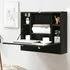 Wall Mounted Foldable Wooden Cabinet with Desk - Black