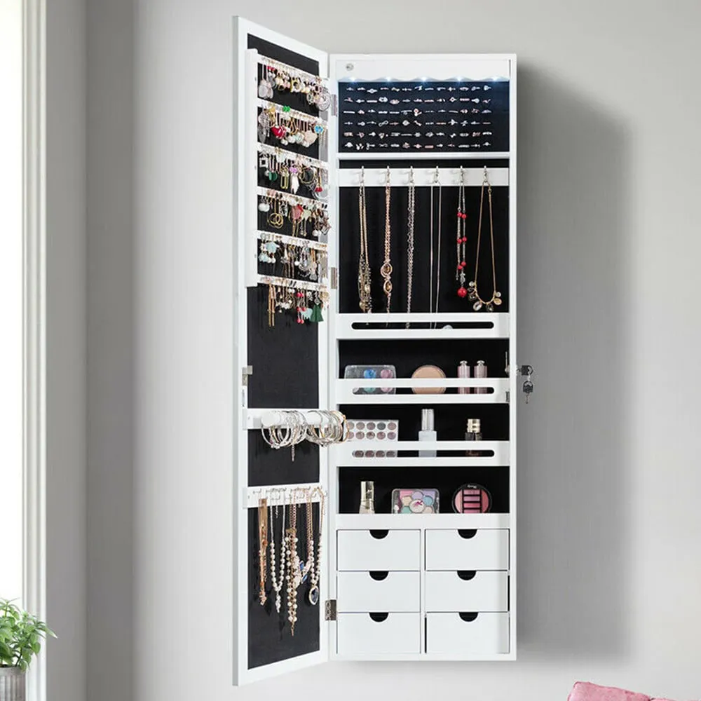 Wall Mounted Mirror Cabinet with Storage - White