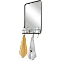 Wall Mounted Rectangular Bathroom Mirror with Storage - Black