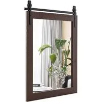 Walnut Solid Wood Frame Wall Mirror - Brown