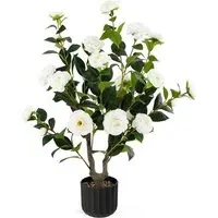 White Camellia Tree Artificial Plant in Pot 3.1ft - White