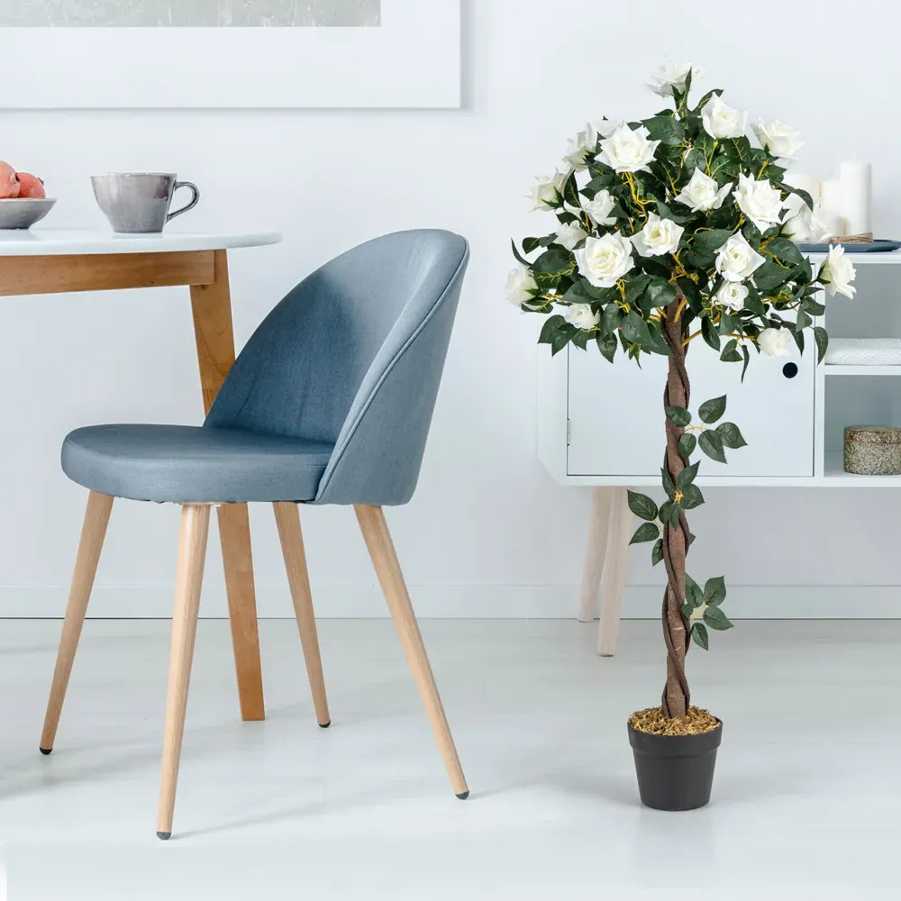 White Rose Tree Artificial Plant in Pot 3.9ft - Green