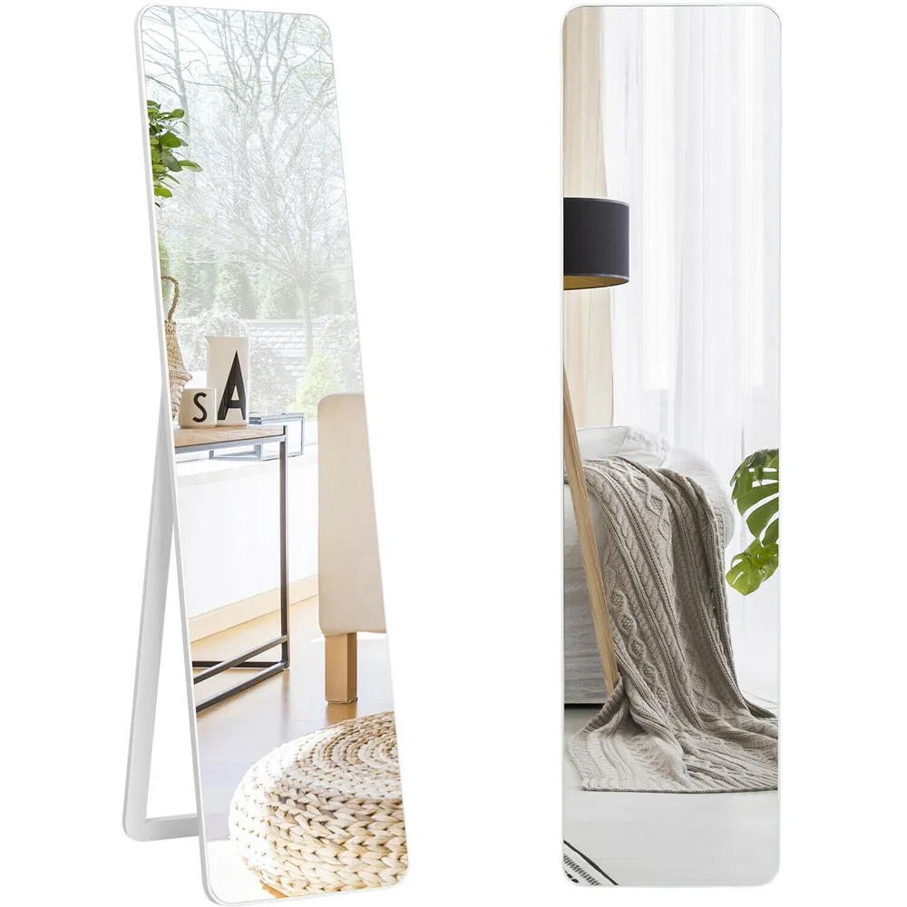 White Wooden Free Standing Mirror - White