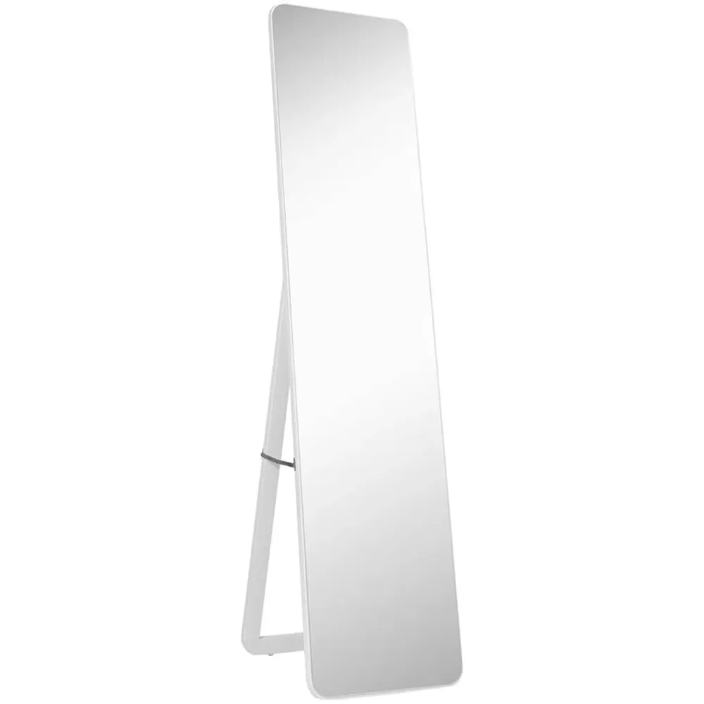 White Wooden Free Standing Mirror - White