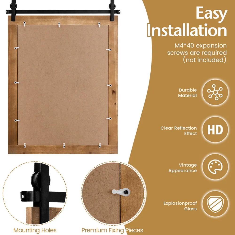 Wood Frame Wall Mirror - Brown