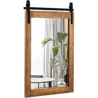 Wood Frame Wall Mirror - Brown