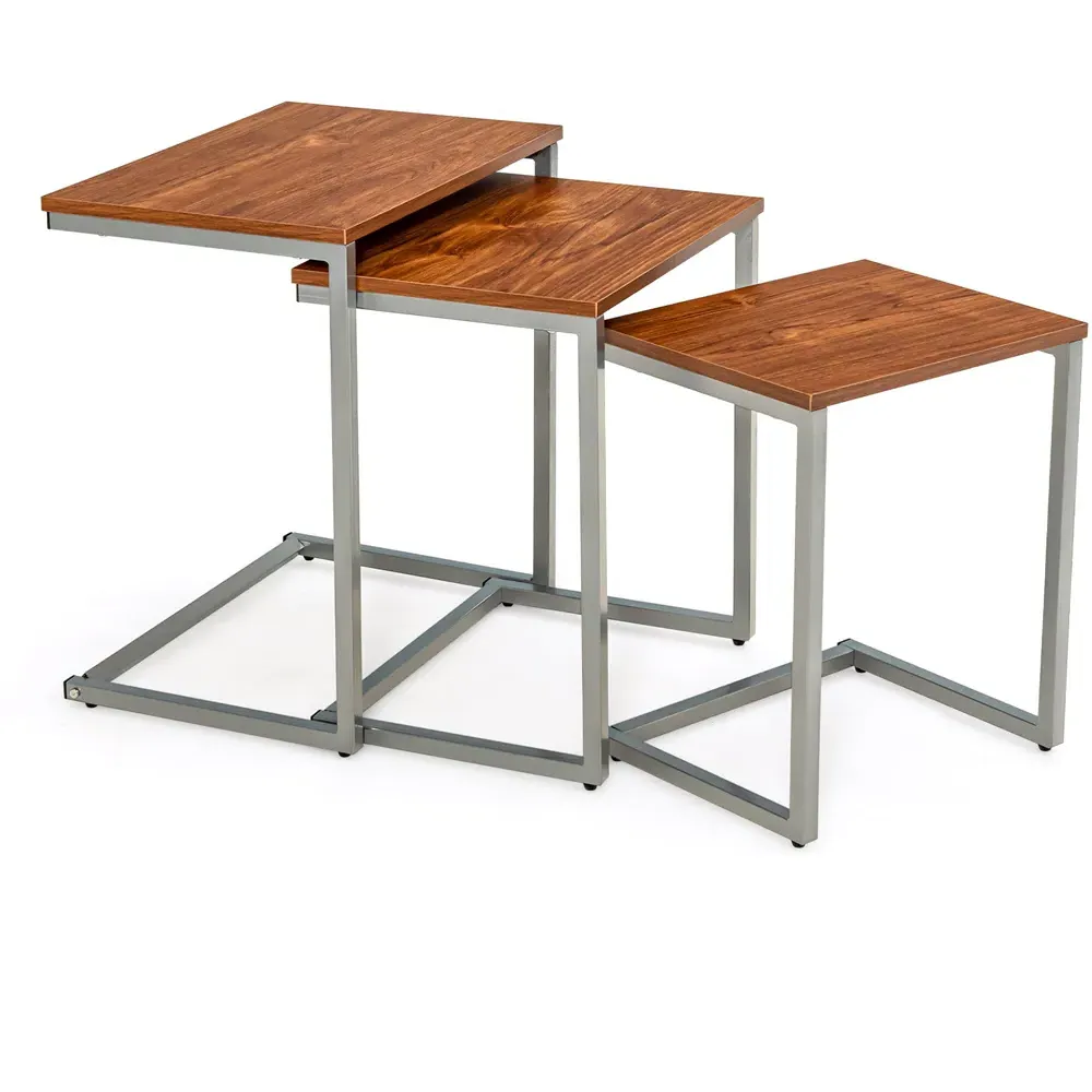 Wood Grain Nest of Tables Set of 3 - Brown