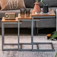 Wood Grain Nest of Tables Set of 3 - Brown