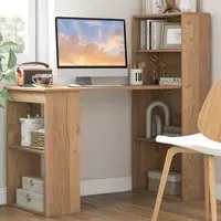 Wooden Computer Desk with Bookshelf - Cream