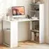 Wooden Computer Desk with Bookshelf - White