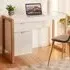 Wooden Computer Desk with Drawer and Cabinet - White