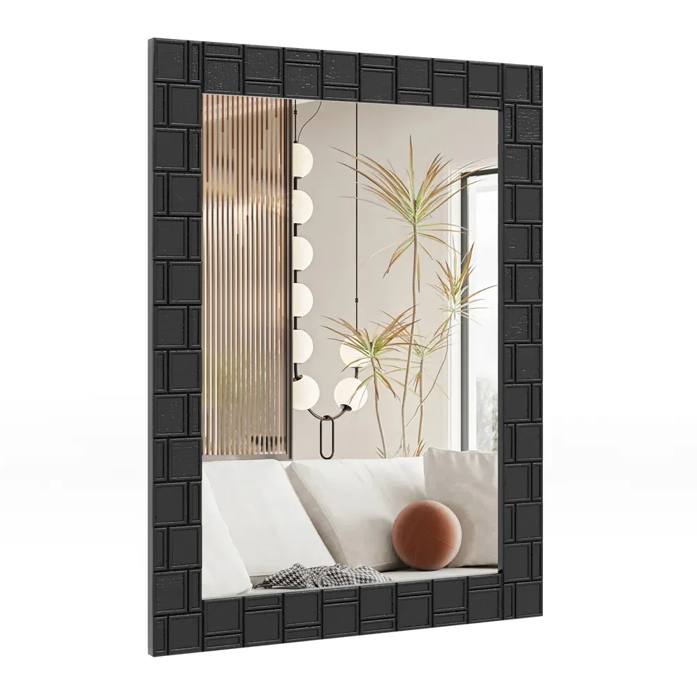 Wooden Framed Wall Mirror - Black