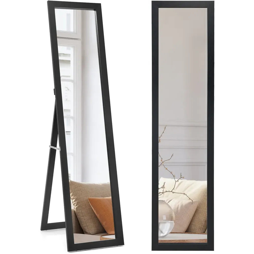 Wooden Full Length Mirror with Adjustable Angle - Black