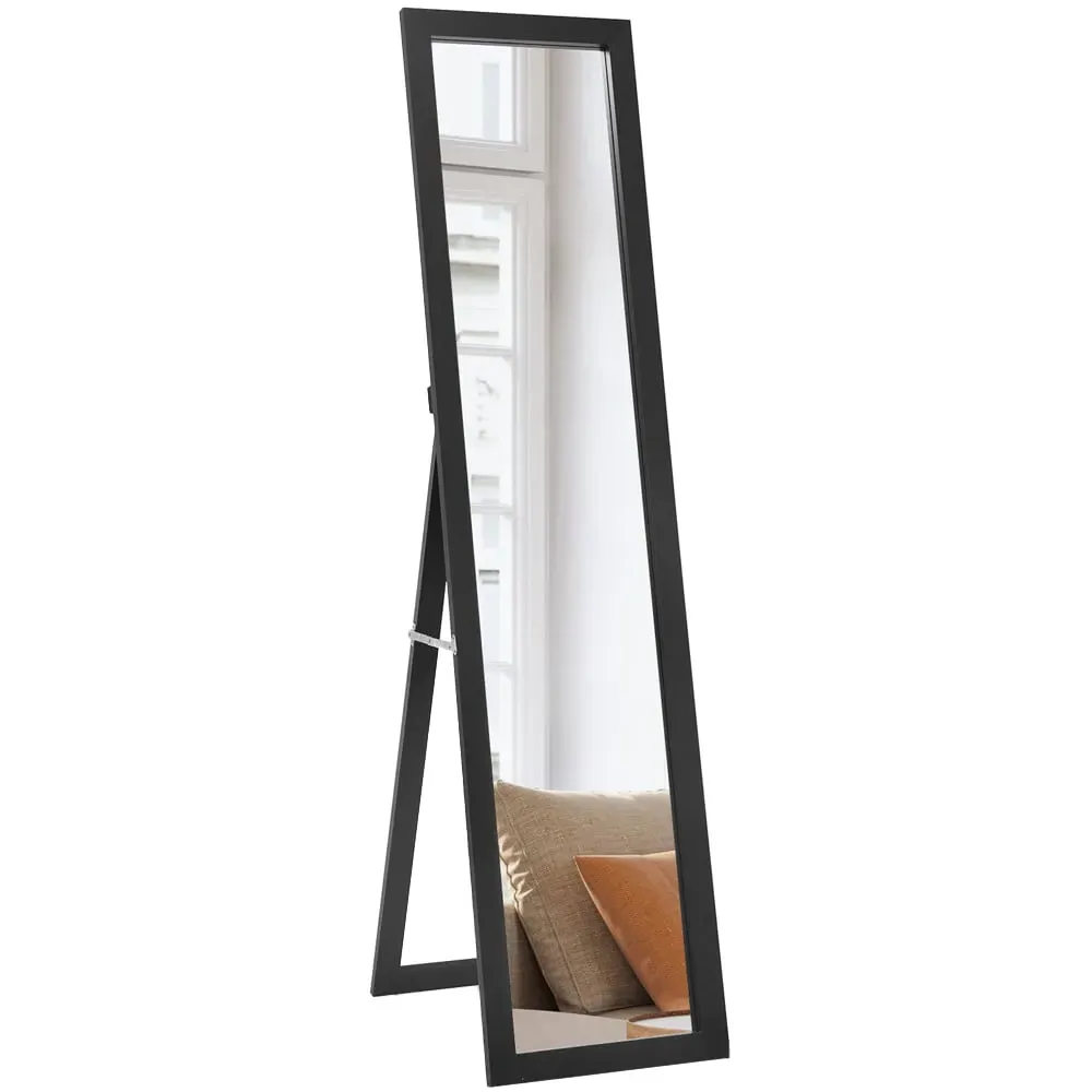Wooden Full Length Mirror with Adjustable Angle - Black