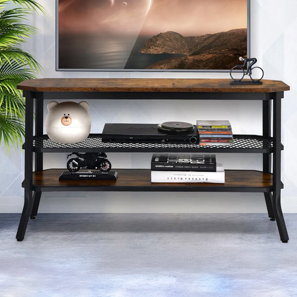 Wooden TV Unit with Storage - Rustic Brown image