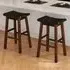 Woven Saddle Bar Stool Set of 2 - Black, Faux Leather