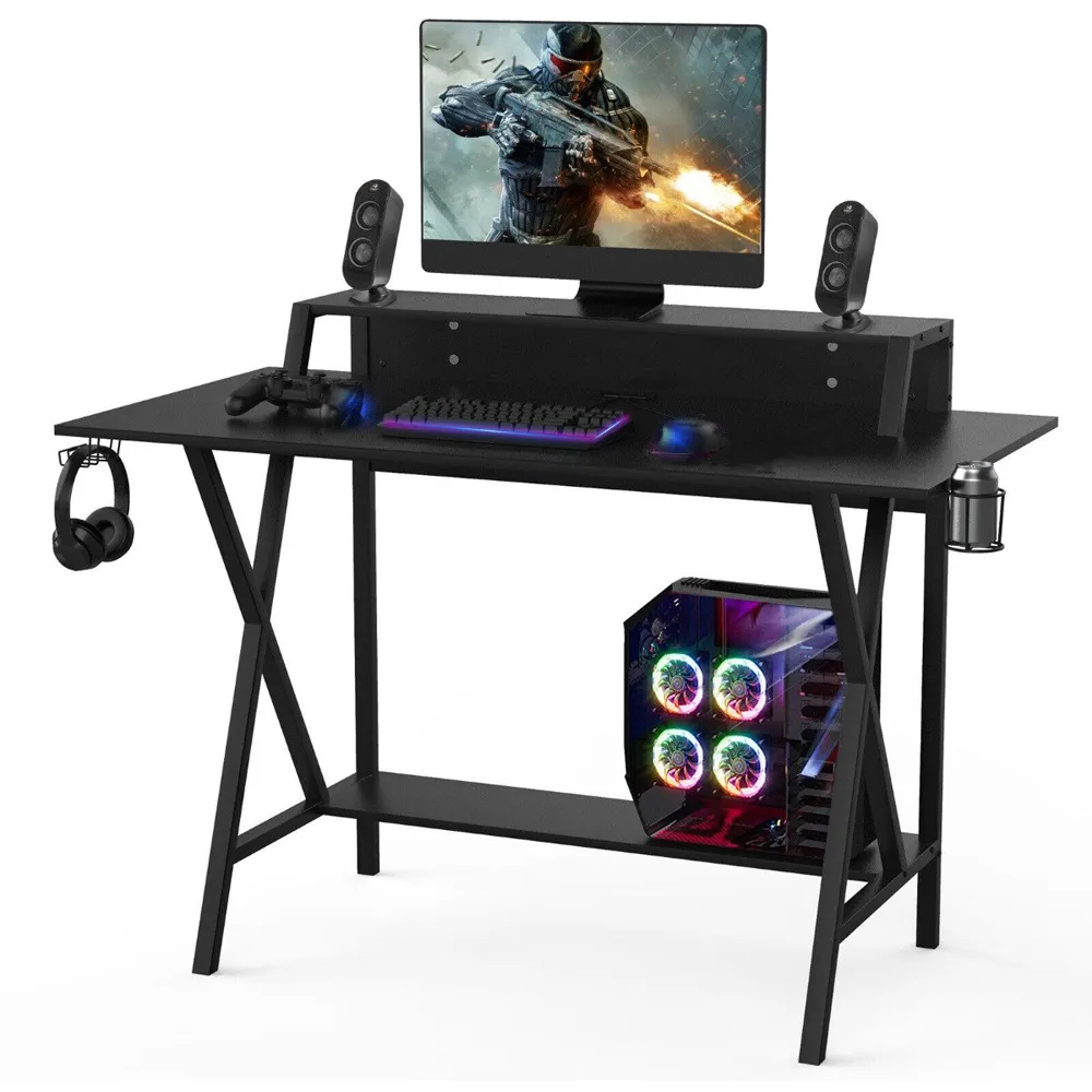 X Shaped Gaming Computer Desk - Black