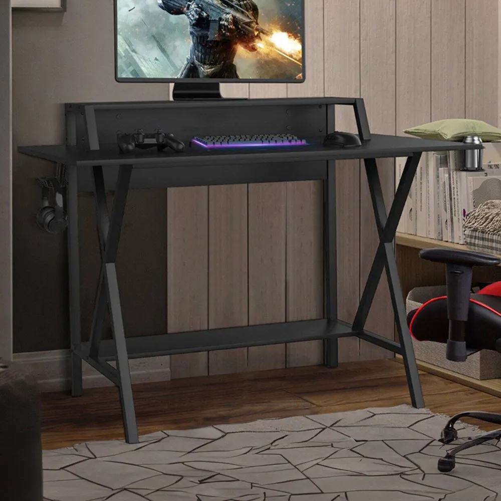 X Shaped Gaming Computer Desk - Black image