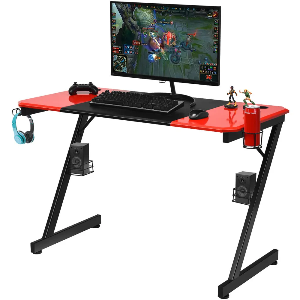 Z Shaped Gaming Desk with Carbon Fibre Surface - Multi
