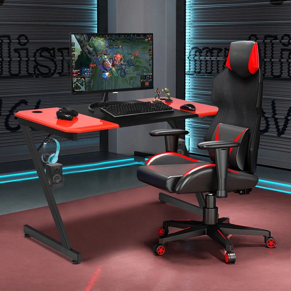 Z Shaped Gaming Desk with Carbon Fibre Surface - Multi