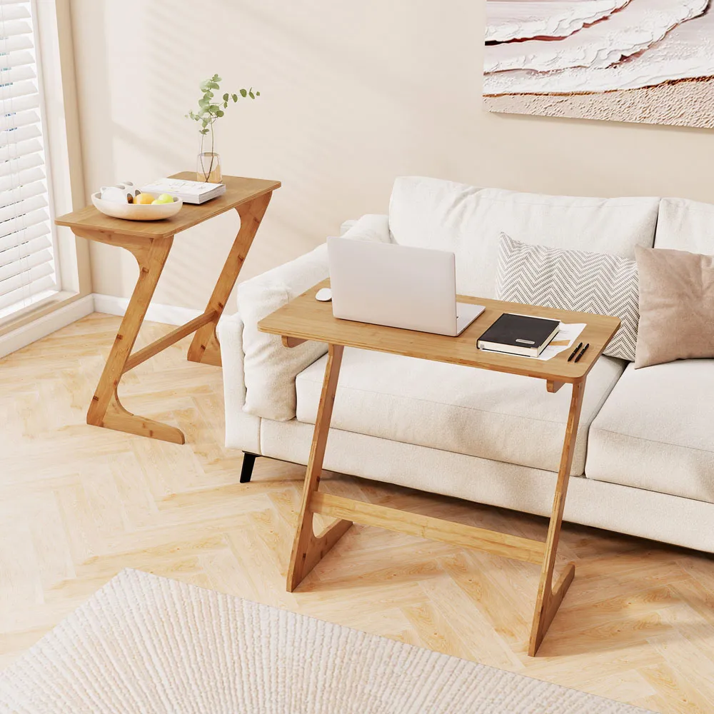 Z-Shaped Sofa Side Table - Natural, Bamboo