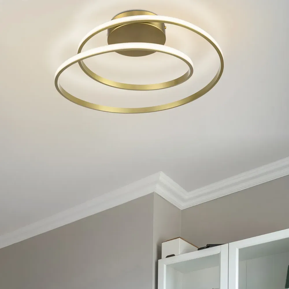 Alston 2 Ring LED Flush Ceiling Light - Gold, Brass