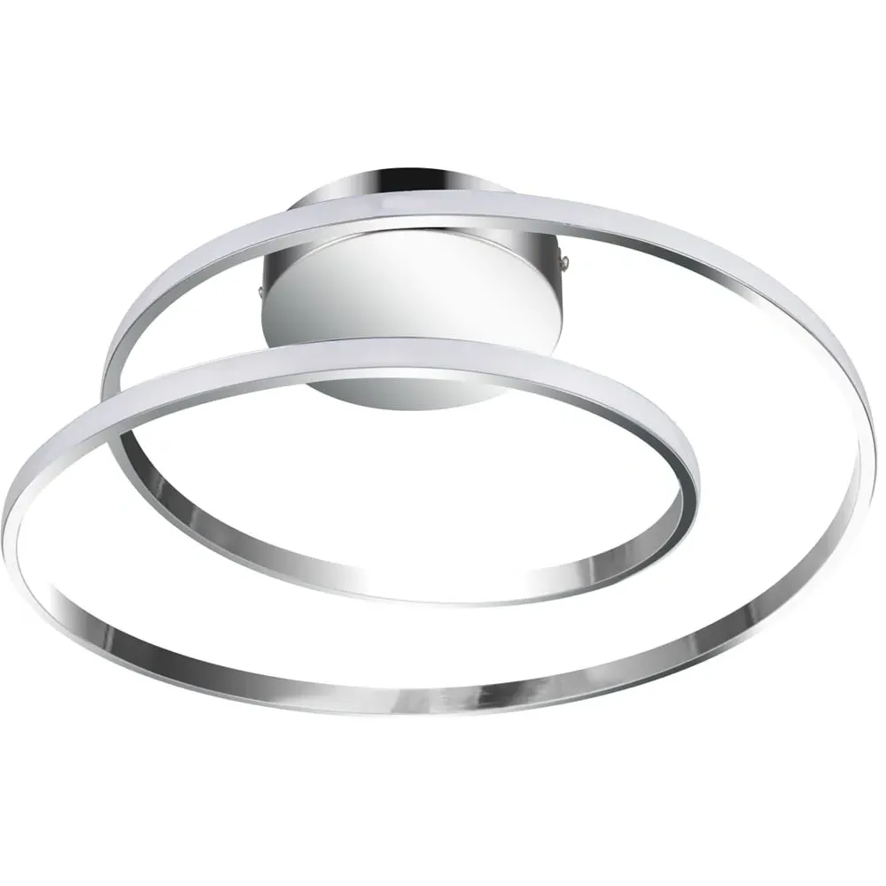 Alston 2 Ring LED Flush Ceiling Light - Silver, Chrome