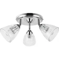 Athella 3 Light Bathroom Spotlight - Silver, Ribbed Glass