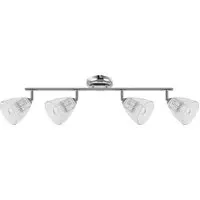 Athella 4 Light Bathroom Spotlight - Silver, Ribbed Glass