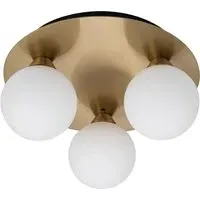 Bowen 3 Light Flush Ceiling Light - Brass, Opal Glass