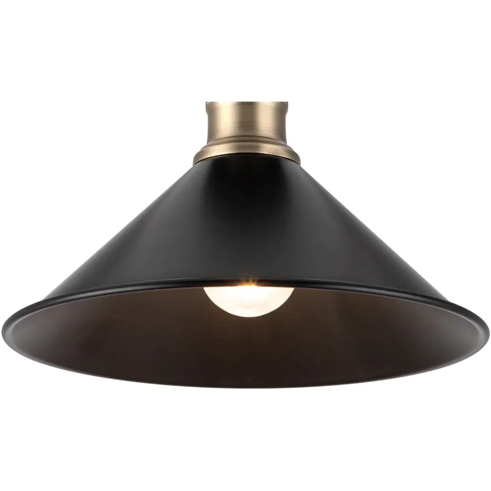 Bowley Industrial Metal Flush Ceiling Light - Black
