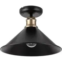 Bowley Industrial Metal Flush Ceiling Light - Black