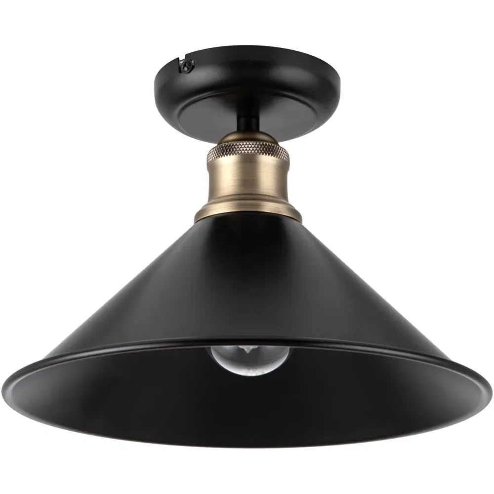 Bowley Industrial Metal Flush Ceiling Light - Black image