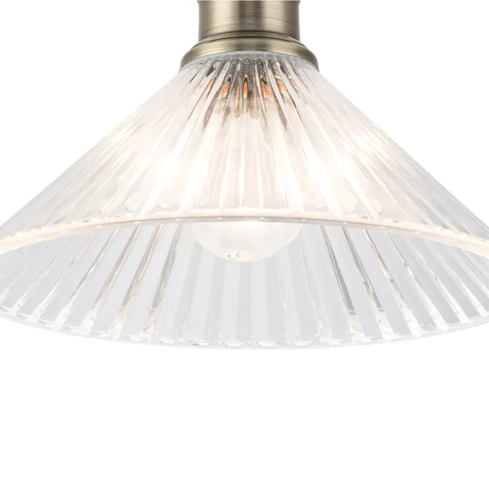 Bowley Ribbed Glass Flush Ceiling Light - Black