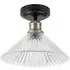 Bowley Ribbed Glass Flush Ceiling Light - Black