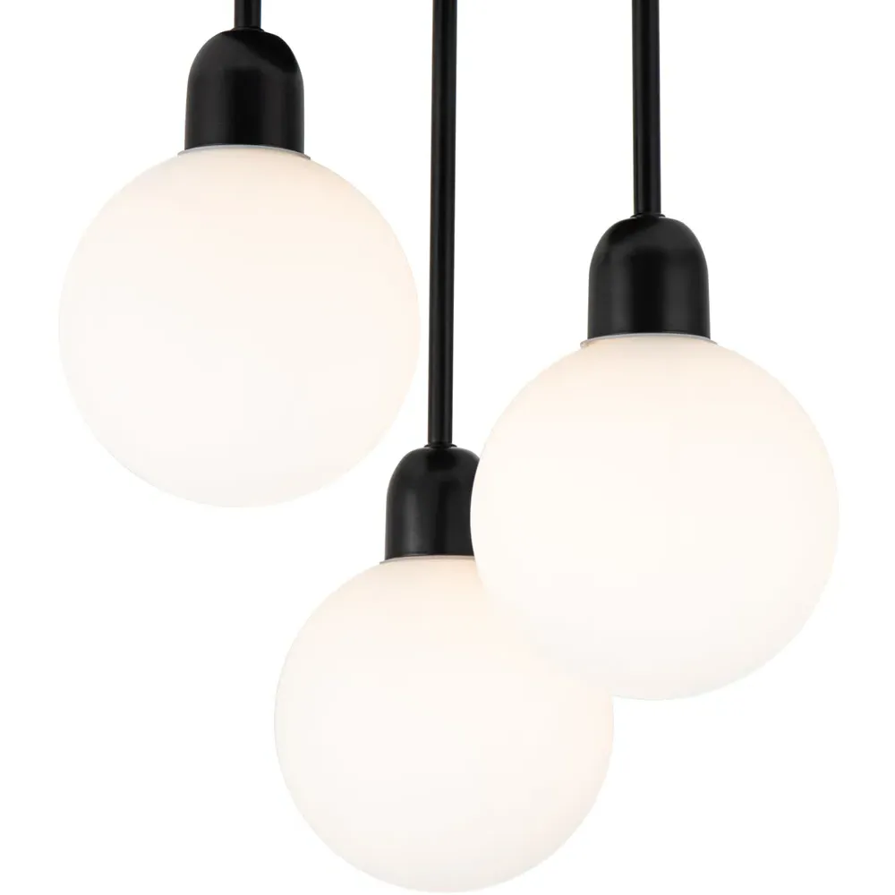 Broome 3 Light Ceiling Light - Black, Opal Glass