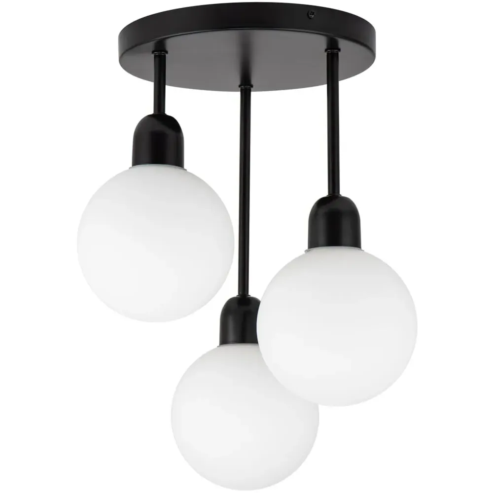 Broome 3 Light Ceiling Light - Black, Opal Glass image