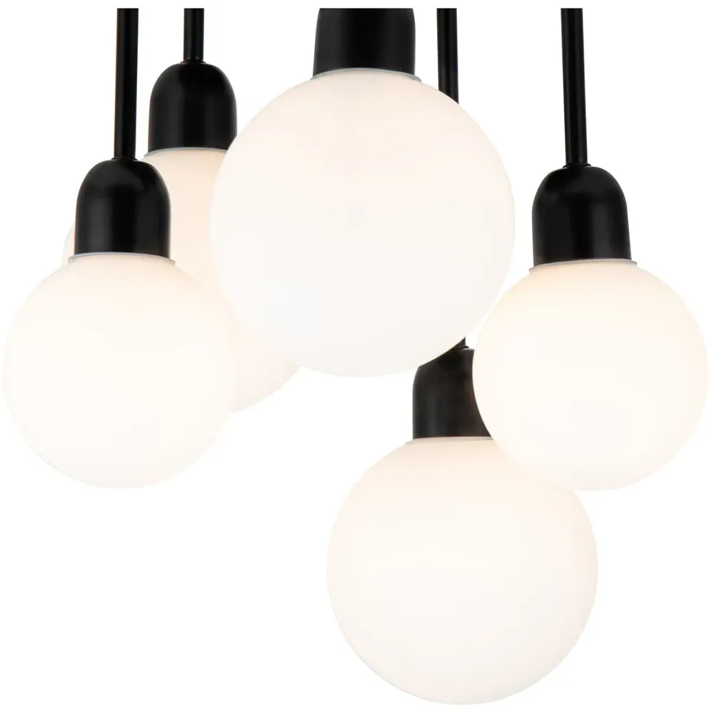 Broome 5 Light Ceiling Light - Black, Opal Glass