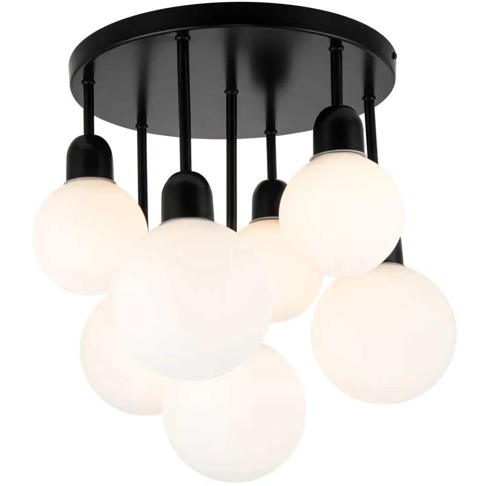 Broome 7 Light Ceiling Light - Black, Opal Glass