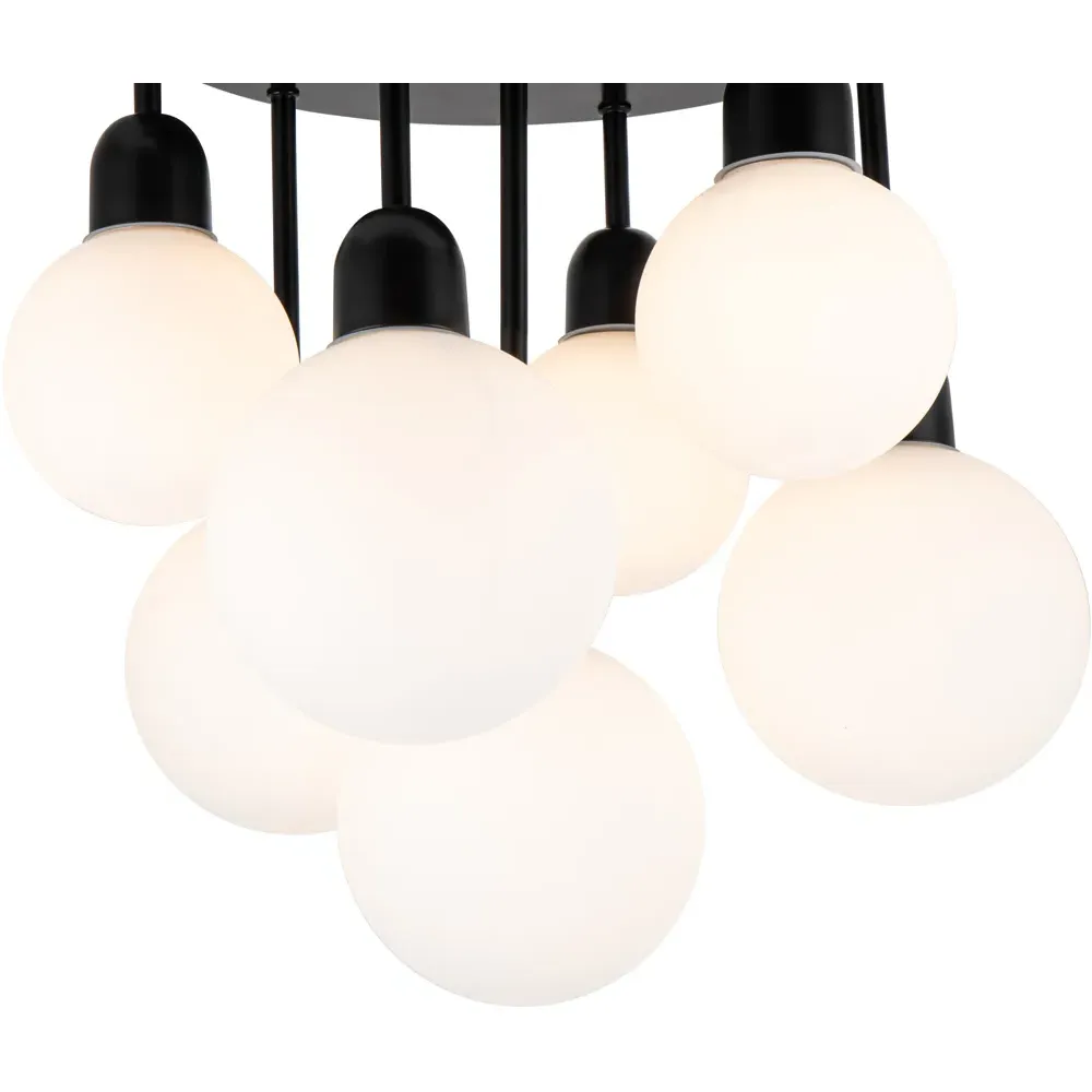 Broome 7 Light Ceiling Light - Black, Opal Glass