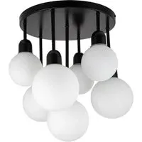 Broome 7 Light Ceiling Light - Black, Opal Glass