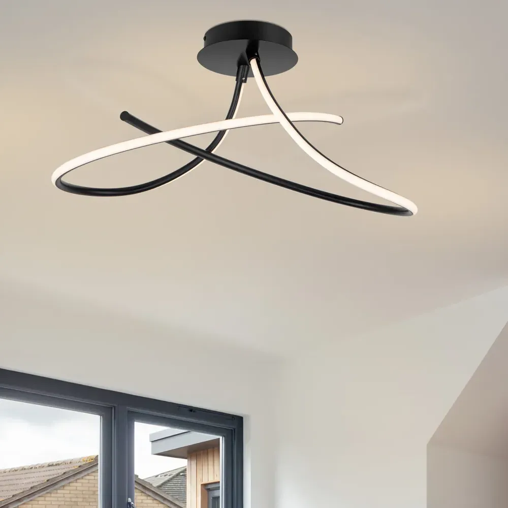 Carter 2 Light Curved LED Ceiling Light - Black