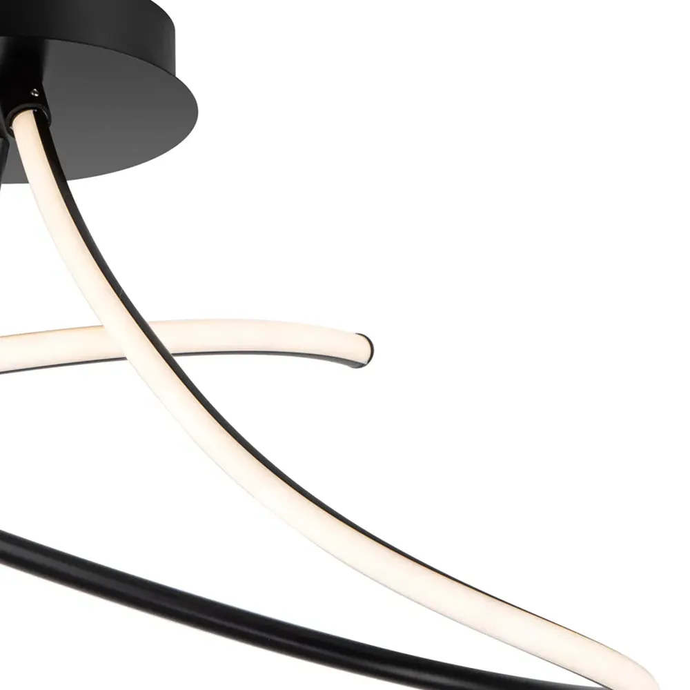 Carter 2 Light Curved LED Ceiling Light - Black