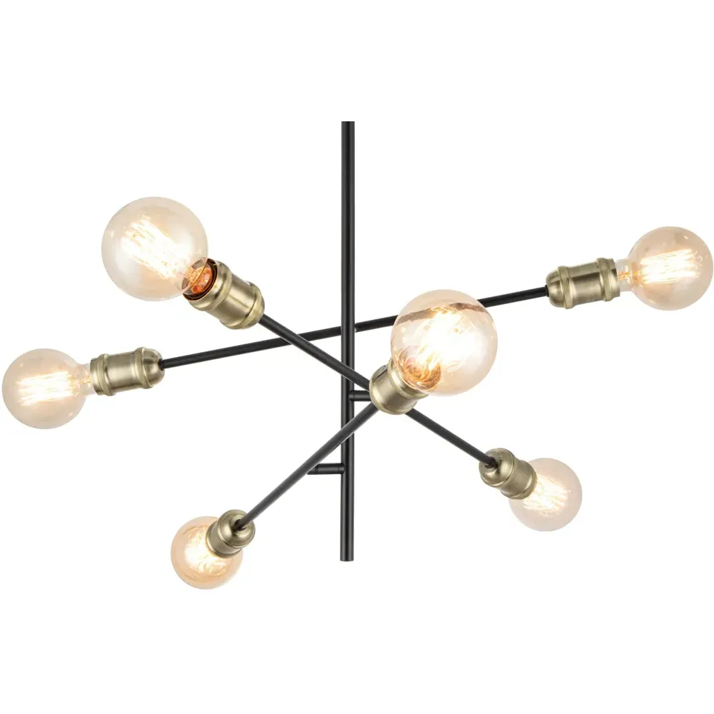 Charlton 6 Light Adjustable Arm Industrial Ceiling Light - Black
