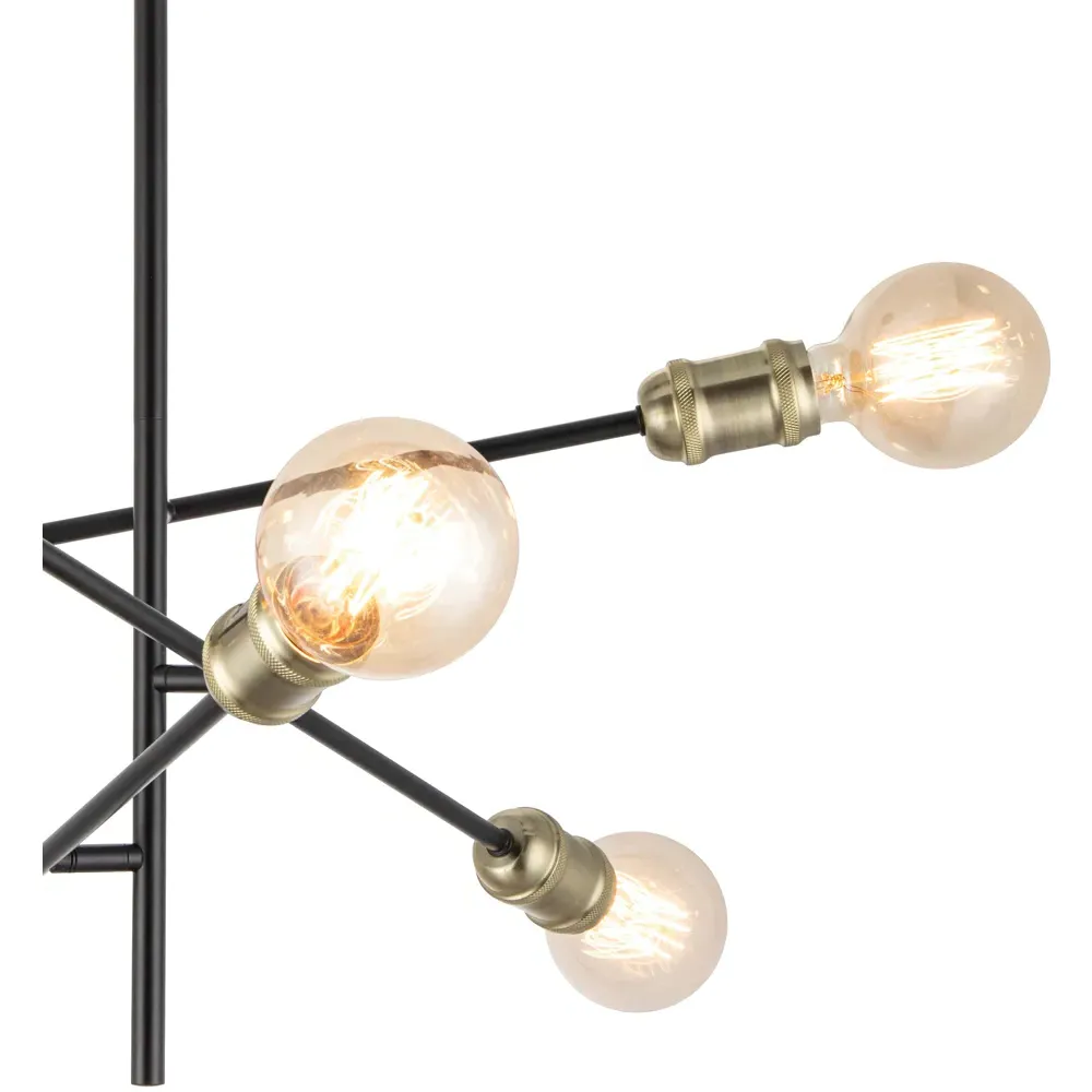 Charlton 6 Light Adjustable Arm Industrial Ceiling Light - Black