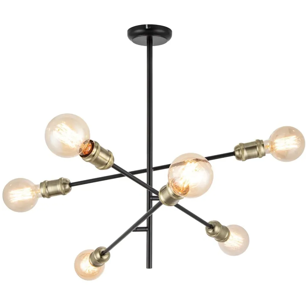 Charlton 6 Light Adjustable Arm Industrial Ceiling Light - Black image