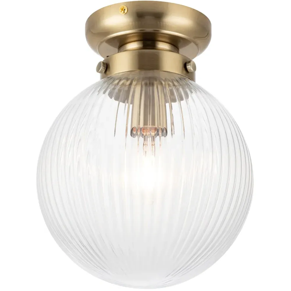 Finley Ribbed Glass Ceiling Light - Gold, Antique Brass