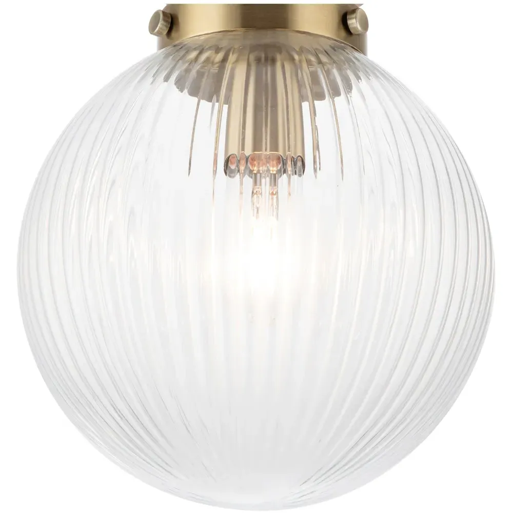 Finley Ribbed Glass Ceiling Light - Gold, Antique Brass