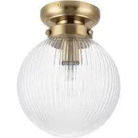 Finley Ribbed Glass Ceiling Light - Gold, Antique Brass