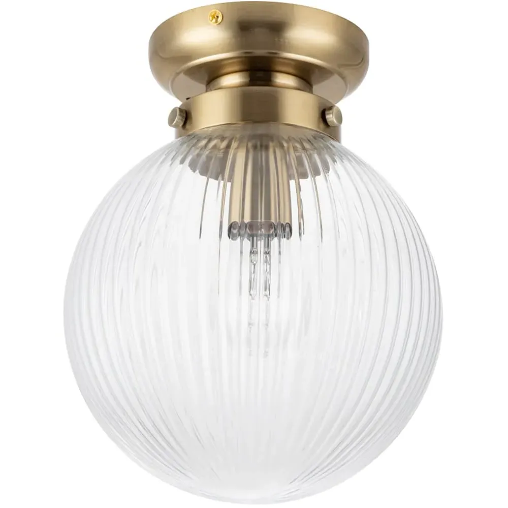 Finley Ribbed Glass Ceiling Light - Gold, Antique Brass
